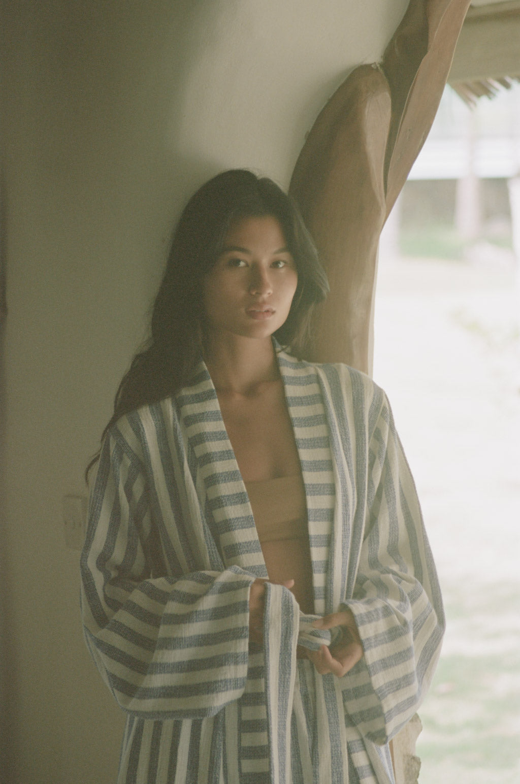 Marine Stripe Organic Cotton Robe