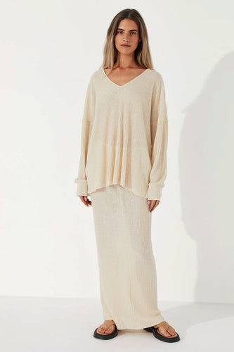 Stone Organic Linen Blend Knit Top