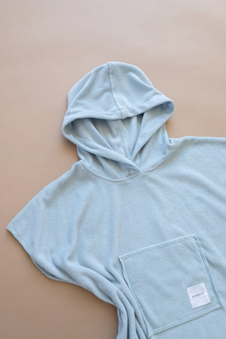 Terry Toweling Poncho / sea blue