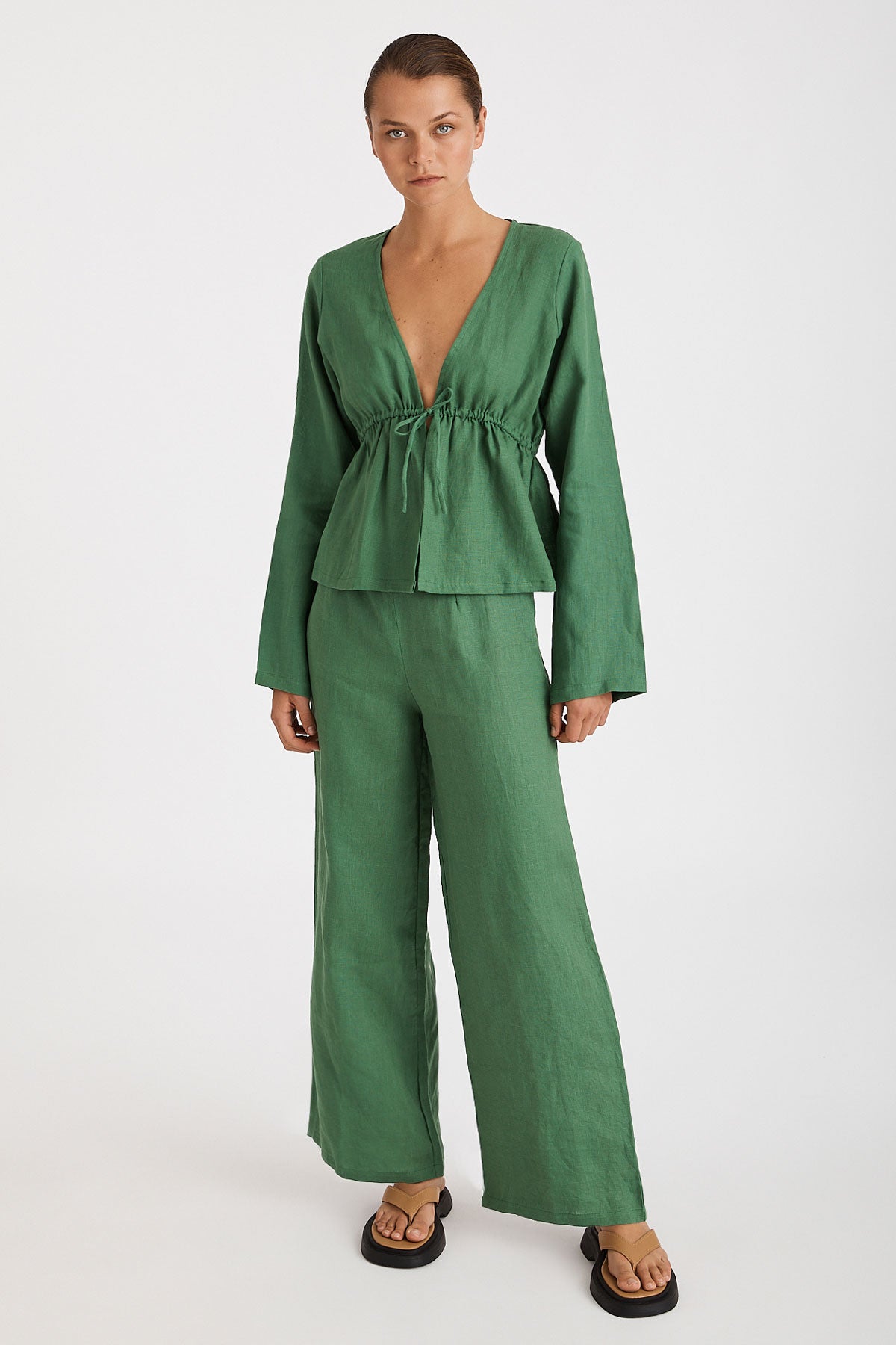 Green Linen Pant - US4 & US10 LEFT IN STOCK – Meadow