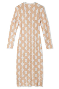 Tan Wave Knitted Cotton Dress