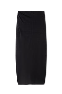 Black Knitted Organic Linen Blend Wrap Skirt