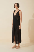 Load image into Gallery viewer, Black Knitted Organic Linen Blend Dress